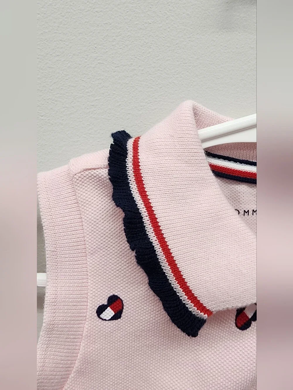 Tommy Hilfiger Baby Girl 18M Pink Flag Print Polo Dress Ruffle Collar